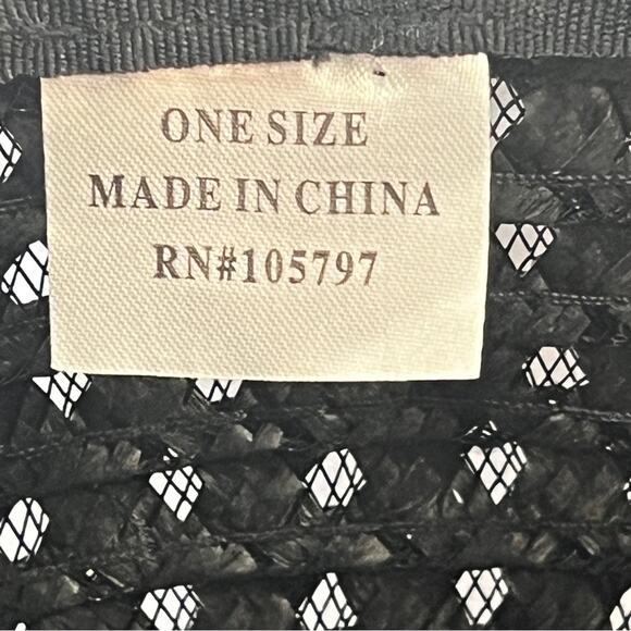 Black FAUX STRAW SUN HAT SZ ONE SIZE - Picture 10 of 11